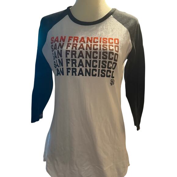 District San Francisco Giants Raglan Baseball Tee, Women's Large, Fitted, NWOT - Picture 1 of 5